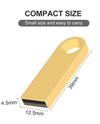 Mini clé USB dorée en métal 64 Go