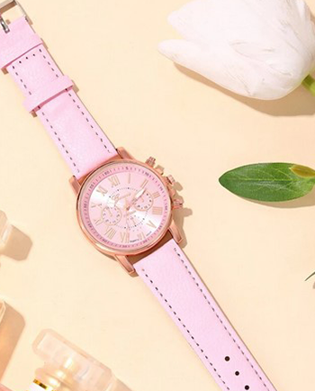 Genève-Montres en cuir rose pour femmes